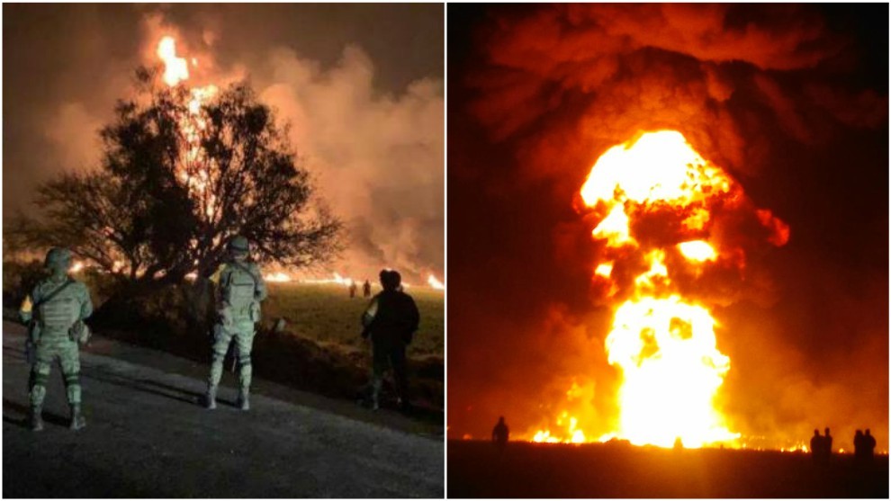 la explosión por una toma clandestina de combustible en Tlahuelilpan