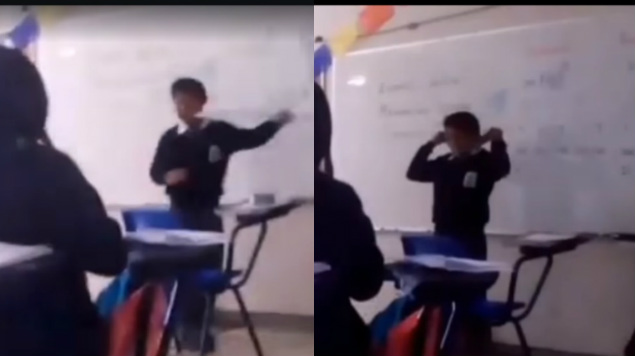 Maestro de Puebla “cierra la boca” con cinta a estudiantes por pronunciar mal el inglés