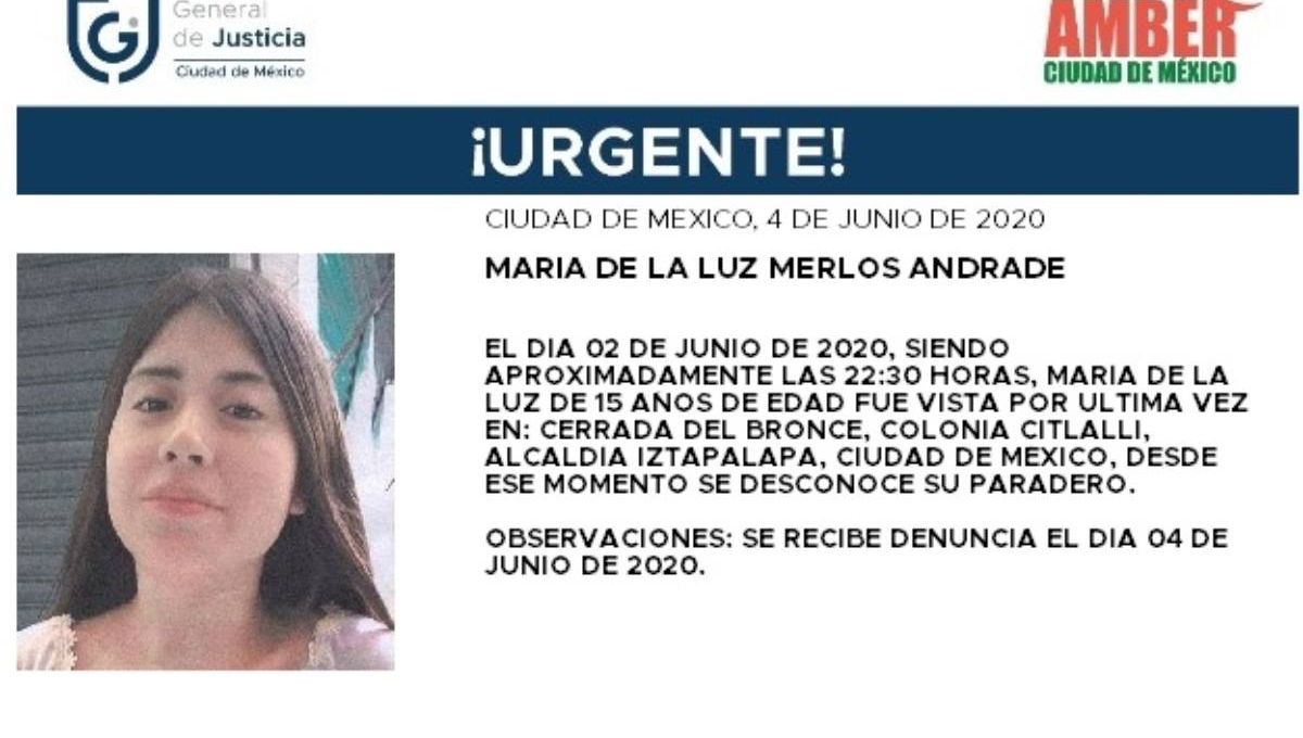 Activan Alerta Amber para localizar a María de la Luz Merlos Andrade