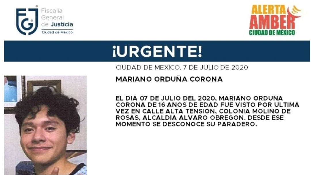 Activan Alerta Amber para localizar a Mariano Orduña Corona